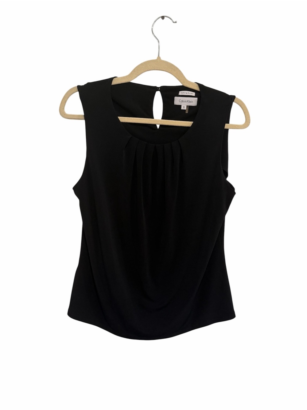 Calvin Klein Black Sleeveless Pleated Neckline Camisole